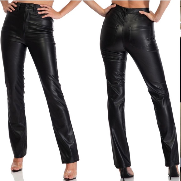AFRM Heston Faux Leather Straight Leg Pants- color: Port Royale (burgundy) - Picture 2 of 2